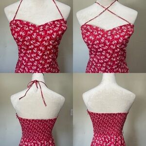 Ahoy! ⚓️❤️ Vintage Betsey Johnson nautical cotton halter dress